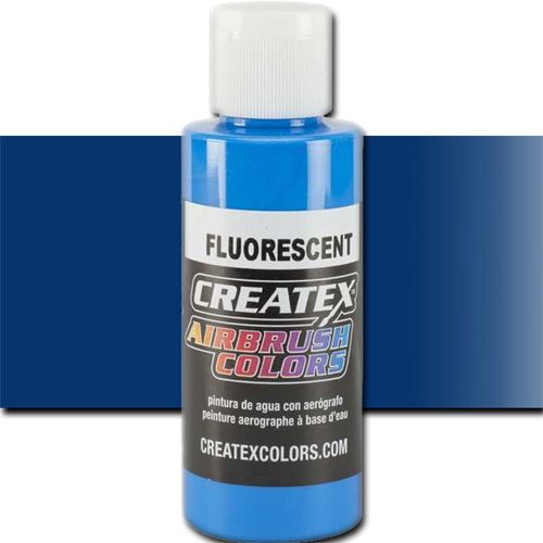 Createx 5403 Createx Blue Fluorescent Airbrush Color, 2oz; Made with light-fast pigments and durable resins; Works on fabric, wood, leather, canvas, plastics, aluminum, metals, ceramics, poster board, brick, plaster, latex, glass, and more; Colors are water-based, non-toxic, and meet ASTM D4236 standards; Professional Grade Airbrush Colors of the Highest Quality; UPC 717893254030 (CREATEX5403 CREATEX 5403 ALVIN 5403-02 25308-5243 FLUORECENT Blue 2oz)