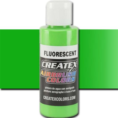 Createx 5404 Createx Green Fluorescent Airbrush Color, 2oz; Made with light-fast pigments and durable resins; Works on fabric, wood, leather, canvas, plastics, aluminum, metals, ceramics, poster board, brick, plaster, latex, glass, and more; Colors are water-based, non-toxic, and meet ASTM D4236 standards; Professional Grade Airbrush Colors of the Highest Quality; UPC 717893254044 (CREATEX5404 CREATEX 5404 ALVIN 5404-02 25308-5243 FLUORECENT GREEN 2oz)