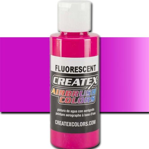 Createx 5406 Createx Magenta Fluorescent Airbrush Color, 2oz; Made with light-fast pigments and durable resins; Works on fabric, wood, leather, canvas, plastics, aluminum, metals, ceramics, poster board, brick, plaster, latex, glass, and more; Colors are water-based, non-toxic, and meet ASTM D4236 standards; Professional Grade Airbrush Colors of the Highest Quality; UPC 717893254068 (CREATEX5406 CREATEX 5406 ALVIN 5406-02 25308-3043 FLUORECENT MAGENTA 2oz)