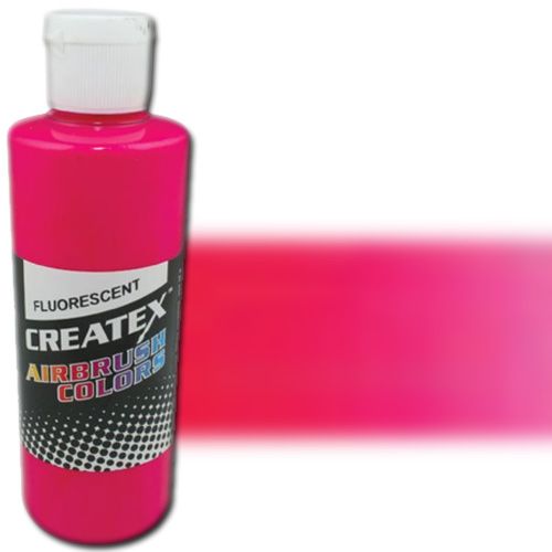 Createx 5406-04 Airbrush Paint, 4oz, Pearlescent Fluorescent Magenta; Made with light-fast pigments and durable resins; Works on fabric, wood, leather, canvas, plastics, aluminum, metals, ceramics, poster board, brick, plaster, latex, glass, and more; Colors are water-based, non-toxic, and meet ASTM D4236 standards; Dimensions 2.75