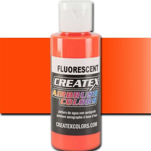 Createx 5409 Createx Orange Fluorescent Airbrush Color, 2oz; Made with light-fast pigments and durable resins; Works on fabric, wood, leather, canvas, plastics, aluminum, metals, ceramics, poster board, brick, plaster, latex, glass, and more; Colors are water-based, non-toxic, and meet ASTM D4236 standards; Professional Grade Airbrush Colors of the Highest Quality; UPC 717893254099 (CREATEX5409 CREATEX 5409 ALVIN 5409-02 25308-4563 FLUORECENT ORANGE 2oz)