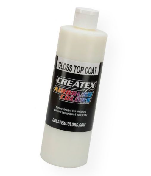 Createx 5604-16 Airbrush Gloss Top Coat 16 oz; Protective top coat best used on fabrics and leather; Gloss finish, 16 oz bottle; Shipping Weight 1.25 lb; Shipping Dimensions 2.5 x 2.5 x 8.5 in; UPC 717893656046 (CREATEX560416 CREATEX-560416 -5604-16 CREATEX/560416 ARTWORK)