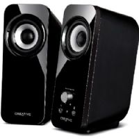Creative T12 Inspire Stereo Speakers, Black, Listen in style to high performance stereo, Stylish stereo speakers for your desktop, 9W RMS Per Channel, BassFlex Technology for Enhanced Bass, Headphone Jack, Aux Input, 34mm Driver, Instant access to call and playback controls plus volume level, UPC 054651166929 (CREATIVET12 T-12 T 12) 