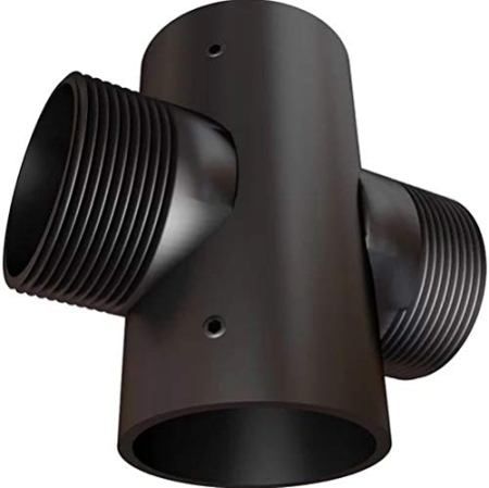 Crimson EST2 Horizontal Threaded Slide Collar with Two Thread Points, Black, Adjuster Collar for Horizontal Placement of TV Interface Along E-series Columns or as a Part of Flex Wall/Ceiling System, Attaches Vertical Pipe to Wall Pipe, Compatible with 1.5