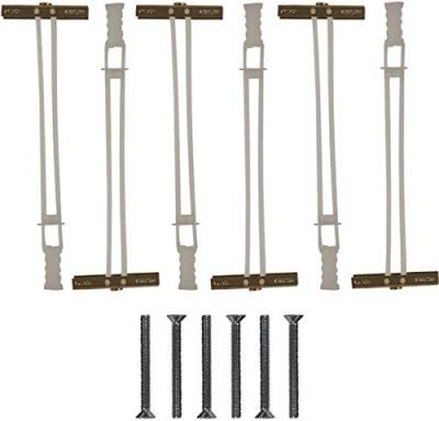Crimson HT6 Bulk Pack of 6 Toggle Bolts, Silver, For Use to Attaching to Metal Studs, Drywall Mounting Surface, Comes with 1/4 x 2 1/2