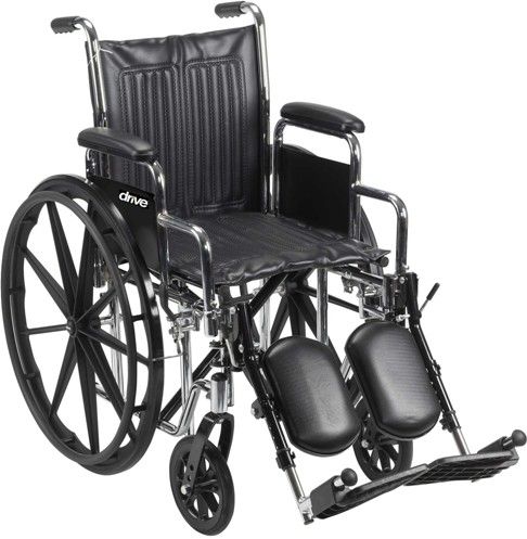 Drive Medical CS18DDA-ELR Chrome Sport Wheelchair, Detachable Desk Arms, Elevating Leg Rests, 18