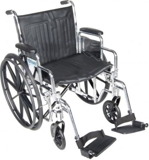 Drive Medical CS18DDA-SF Chrome Sport Wheelchair, Detachable Desk Arms, Swing away Footrests, 18