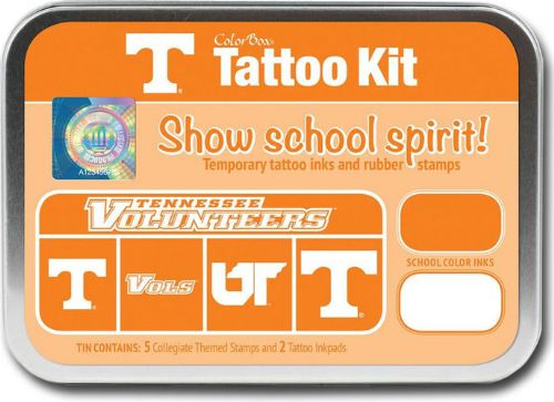 ColorBox CS19602 University Of Tennessee Collegiate Tatto Kit, Show school spirit with officially licensed collegiate product, Each tin contains five rubber stamps and two temporary tattoo inkpads themed to match the school's identity, Overall tin size is approximately 4