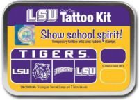 ColorBox CS19610 Louisiana State University Collegiate Tattoo Kit, Show school spirit with officially licensed collegiate product, Each tin contains five rubber stamps and two temporary tattoo inkpads themed to match the school's identity, Overall tin size is approximately 4" x 5.5", Terrific for direct-to-paper techniques, UPC 746604196106 (COLORBOXCS19610 COLORBOX CS19610 CS 19610 COLORBOX-CS19610 CS-19610) 