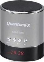 QFX CS-20US-SVR  Portable Multimedia Speaker with USB/Micro SD/FM Radio, USB/Micro SD Ports, 3W Speaker, Compatible with PC, CD Players and MP3/MP4 Players, Built-in Lithium battery, DC 5.0V Mini USB Input, USB to Mini USB Charging Cable, 3.5mm Stereo Male to 3.5mm Stereo Male, Silver Finish, UPC 606540001240 (CS-20US-SVR CS20USSVR CS 20US SVR CS 20US CS-20US CS20US) 