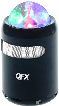 QFX CS-243-BLK Portable Multimedia Speaker with USB/MicroSD Port and FM Radio, Black, Disco Light, USB/Micro SD Ports, Rechargeable Battery, DC 5.0V Mini USB Input, Headphone Jack, Gift Box Dimensions 3.3x29x5, Weight 0.75 Lbs, UPC 606540028834 (CS243BLK CS243-BLK CS-243BLK CS-243)