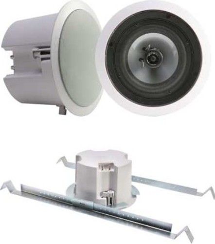 Califone CS308 In-Ceiling Loudspeaker, White, 2-way speaker, Impedance 8 ohms, Rated Power 30W RMS, 60W peak, Sensitivity 87dB, Frequency Response 45Hz to 20kHz, Spring-loaded terminals for professional and fast installation, UL fire-rated ABS plastic for durability, Paintable grille, Polypropylene with Mica cone, 6 woofer with 1 tweeter, UPC 610356675007 (CS-308 CS 308)