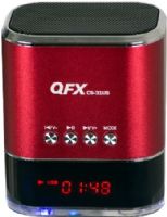 QFX CS-31US-RED Portable Multimedia Speaker with USB/Micro SD Port and FM Radio, Red, LED Display, Compatible with PC, CD Players and MP3/MP4 Players, Built-in Lithium battery, DC 5.0V Mini USB Input, USB to Mini USB Charging Cable, 3.5mm Stereo Male to Mini USB AUX, Gift Box Dimensions 2.5x2.25x4.75, Weight 0.60 Lbs, UPC 606540019030 (CS31USRED CS31US-RED CS-31USRED CS-31US CS31US CS 31US) 