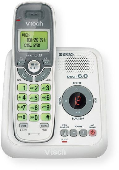VTech CS6124 Cordless Phone Answering System; Silver; Digital answering system; Caller ID and Call Waiting; Backlit keypad and display; 30 name and number phonebook directory; 30 name and number Caller ID history; Voicemail Waiting Indicator; UPC 735078018632 (CS6124 CS-6124 CS6124PHONE CS6124-PHONE CS6124VTECH CS6124-VTECH)   