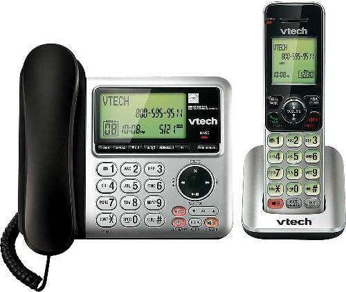 VTech CS6649 Corded/Cordless Answering System with Caller ID/Call Waiting, With up to 14 minutes of recording time, 50 name and number phonebook directory, Voicemail waiting indicator, Handset and base speakerphones, Backlit keypad and display, ECO mode power-conserving technology, Quiet mode, Call intercept, Last 10 number redial, UPC 735078025487 (CS-6649 CS 6649)