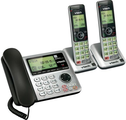 VTech CS6649-2 Corded/Cordless Answering System with 2 Handsets and Caller ID/Call Waiting, With up to 14 minutes of recording time, 50 name and number phonebook directory, Voicemail waiting indicator, Handset and base speakerphones, Backlit keypad and display, ECO mode power-conserving technology, Quiet mode, UPC 735078025494 (CS66492 CS6649 CS-6649-2 CS 6649-2)