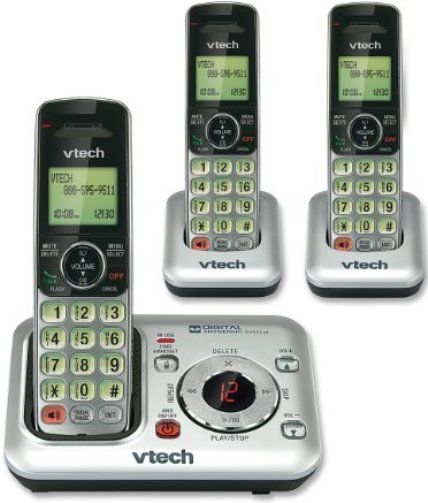 Vtech CS6829-3 Phone System; 3 Handset Answering System with Caller ID/Call Waiting; Digital Answering System with up to 14 minutes of recording time, the digital answering system grabs calls when you can't; Caller ID/call waiting stores 50 calls; Handset displays the name, number, time and date of incoming calls; Full duplex handset speakerphone, UPC 735078028273 (CS68293 CS6829 3 CS-6829-3)