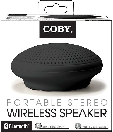 Coby CSBT300BLK Portable Stereo Wireless Speaker, Black, Built-In 3.5mm Audio Jack, Compatible with Bluetooth enabled devices, Vacuum Bass Design Provides Surprising Volume And Bass Response In A Small Space-Saving Speaker, Up to 5 Hours Of Playtime From A Single Charge, Stylish Design, Ultra-Light Weight, Stereo sound quality, Connects up to 33 feet, UPC 812180020736 (CSBT-300-BLK CSB-T300-BLK CSBT300 CSB-T300)