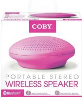 Coby CSBT300PNK Portable Stereo Wireless Speaker, Pink, Built-In 3.5mm Audio Jack, Compatible with Bluetooth enabled devices, Vacuum Bass Design Provides Surprising Volume And Bass Response In A Small Space-Saving Speaker, Up to 5 Hours Of Playtime From A Single Charge, Stylish Design, Ultra-Light Weight, Stereo sound quality, Connects up to 33 feet, UPC 812180020750 (CSBT-300-PNK CSB-T300-PNK CSBT300 CSB-T300) 