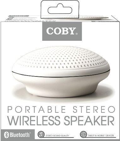 Coby CSBT300WH Portable Stereo Wireless Speaker, White, Built-In 3.5mm Audio Jack, Compatible with Bluetooth enabled devices, Vacuum Bass Design Provides Surprising Volume And Bass Response In A Small Space-Saving Speaker, Up to 5 Hours Of Playtime From A Single Charge, Stylish Design, Ultra-Light Weight, Stereo sound quality, Connects up to 33 feet, UPC 812180020743 (CSBT-300-WH CSB-T300-WH CSBT300 CSB-T300)