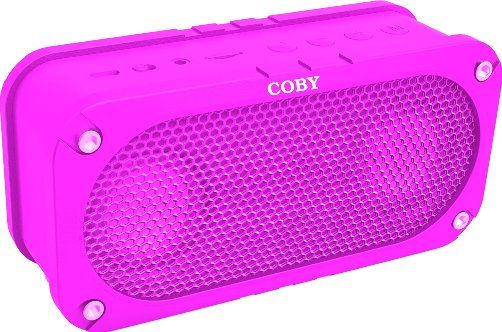 Coby CSBT-302-PNK Portable Bluetooth Speaker, Pink; Fits with all Bluetooth audio devices including smartphones, stereo systems and tablets; Stereo-quality sound; Lightweight, portable design; Rechargeable battery; Built-in microphone; Volume control buttons; Charges in up to 5 hours; 3.5mm audio jack for connecting non-Bluetooth audio devices; 33-foot wireless range; Wrist strap included; UPC 812180021597 (CSBT302PNK CSBT302-PNK CSBT-302PNK CSBT-302) 