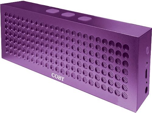 Coby CSBT-303-PU Aluminum Brick Bluetooth Speaker, Purple; Enjoy an impressively full sound quality and robust bass; Totally light and Portable, the carry case comes with a handy carabineer to attach it easily to your backpack; Compatible with all Bluetooth audio devices including smartphones, stereo systems and tablets; UPC 812180021726 (CSBT303PU CSBT303-PU CSBT-303PU CSBT-303)