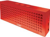 Coby CSBT-303-RED Aluminum Brick Bluetooth Speaker, Red; Enjoy an impressively full sound quality and robust bass; Totally light and Portable, the carry case comes with a handy carabineer to attach it easily to your backpack; Compatible with all Bluetooth audio devices including smartphones, stereo systems and tablets; UPC 812180021610 (CSBT 303 RED CSBT 303RED CSBT303 RED CSBT-303RED CSBT303-RED CSBT303RED CSBT-303-RD CSBT303RD) 
