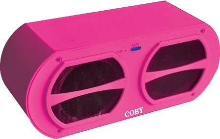 Coby CSBT-309-PNK Portable Bluetooth Speaker, Pink, 10 Watt power, Delivers powerful crystal-clear sound, Premium sound quality with enhanced bass, Built-in microphone, Connects up to 33 feet, Compatible with Bluetooth enabled devices, Built-in 3. 5mm audio jack, UPC 812180021979 (CSBT309PNK CSBT309-PNK CSBT-309PNK CSBT-309 CSBT309PK)
