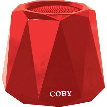 Coby CSBT-312-RED Bluetooth Edge Speaker, Red, Built-in mic, Stereo sound quality, Portable design, Connects up to 33 feet, Bluetooth Version 4.0, Play Time Up to 3 Hours, Charge Time Up to 2 Hours, Frequency Response 120Hz-18 KHz, Dimensions 3.3