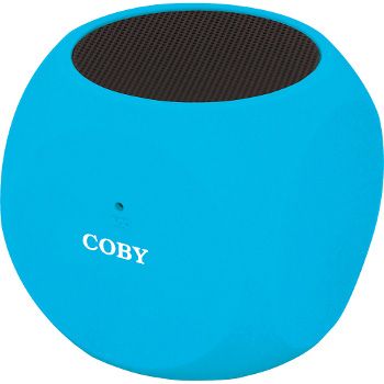 Coby CSBT-314-BLU Mini Bluetooth Speakers, Blue, Built-in mic, Stereo sound quality, Water resistant, Connects up to 33 feet, Bluetooth compatibility, Built-in microphone for hands-free calling, Dimensions 3.2