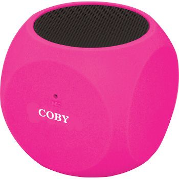 Coby CSBT-314-PNK Mini Bluetooth Speakers, Pink, Built-in mic, Stereo sound quality, Water resistant, Connects up to 33 feet, Bluetooth compatibility, Built-in microphone for hands-free calling, Dimensions 3.2