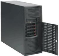 Supermicro CSE-733T-465B Mid Tower Workstation Chassis, 465W high-efficiency low noise power supply, 4 x 3.5" hot-swap SATA drive bays, 2 x 5.25" drive bays, 1 x 92mm front thermal fan, 7x full-height, full-length expansion slots, 2x USB front access I/O, Power switch & 4 LED indicators, UPC 672042018789 (CSE733T465B CSE 733T 465B CSE-733T-465B) 