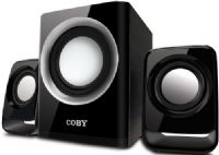 Coby CSMP67 Multimedia 50W Speaker System, Designed for use with MP3 players, computer systems and more, Integrated amplifier with RCA stereo input (3.5mm adapter included), Full-range satellite speakers with 3” drivers (10W peak output x 2), Wood subwoofer with tuned port for deep bass response (30W peak output), UPC 716829230671 (CS-MP67 CSM-P67 CSMP-67 CSMP 67) 