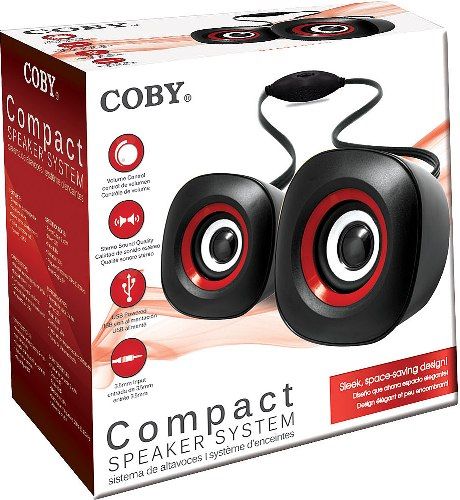 Coby CSP05 Compact Speaker System, 2-way stereo desktop speaker, 2 x 2W Power Output, 2.25