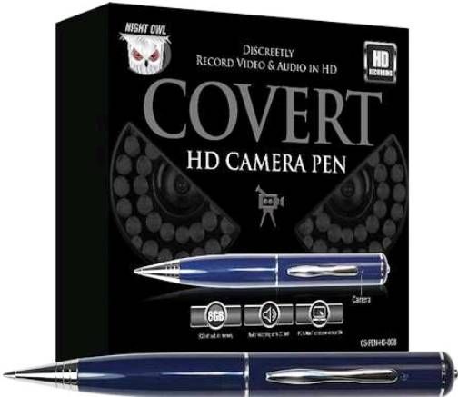 Night Owl CS-PENHD-8GB Executive Covert HD Camera Pen, Retractable Black Ballpoint Pen, Easily Transfer Files to your Computer via USB, Audio Recording from up to 20 ft away, Video Resolution 720P (HD), AVI Video Format, Compatability Windows and Mac OS, Real Time Frame Rate 15 FPS, 8GB Pre-Installed Memory, 75-80 Minutes Max Recording Time, UPC 855830003758 (CSPENHD8GB CSPENHD-8GB CS-PENHD8GB) 