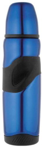 Thermos CSS2000BT6 Raya Stainless Steel Beverage Bottle, Blue, 18 oz Capacity, TherMax double wall vacuum insulation for maximum temperature retention, hot or cold, Unbreakable stainless steel interior and exterior, Distinctive, comfortable rubber grip (CSS2000-BT6 CSS2000 CSS-2000BT6 CSS-2000)