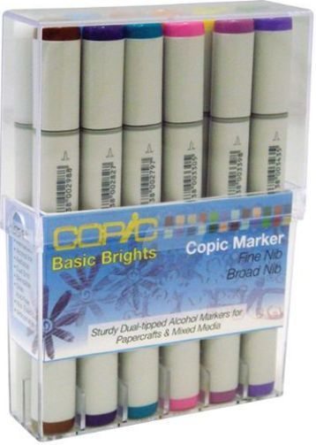 Alvin CSTAMP12B Copic Papercrafting Bright, Set includes markers in 12 colors Colorless Blender, Process Blue, Lipstick Red, Chrome Orange, Yellow, Nile Green, Sepia, Blue Violet, Duck Blue, Shock Pink, Lavender, Deep Magenta, UPC 870538000366 (CSTAMP12B CST-AMP-12B CST AMP 12B)