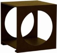 Wholesale Interiors CT-002 Cognac Cube Accent End Table in Black Oak, Dark espresso wood finish, Contemporary design end table, Large circle cutouts, Bottom storage area, Durable oak wood construction (CT002 CT-002 CT 002) 