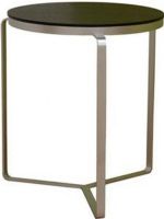 Wholesale Interiors CT-011 Sangria Round Accent End Table, Contemporary table, Small round side table with black oak surface, Powder-coated steel legs and frame, 3 felt pads for floor protection, one on each leg, UPC 878445006556 (CT011 CT-011 CT 011) 