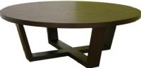 Wholesale Interiors CT-032 Round Accent Coffee Table, Black-stained oak large round coffee table, Inward-slanting legs connect at center, Foam pads on each leg for protection of flooring, UPC 878445006587 (CT032 CT-032 CT 032) 