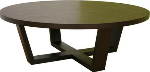 Wholesale Interiors CT-032 Round Accent Coffee Table, Black-stained oak large round coffee table, Inward-slanting legs connect at center, Foam pads on each leg for protection of flooring, UPC 878445006587 (CT032 CT-032 CT 032)