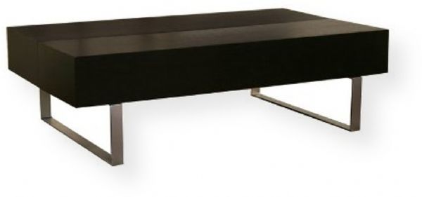 Wholesale Interiors CT-120-BLACK Noemi Black Modern Coffee Table with Storage Compartments, Black oak veneer finish gives the coffee table a sophisticated appeal, Sturdy MDF wood construction ensures years of dependable support, Powder-coated steel legs provide remarkable stability, Convenient addition to your living room area, Sliding tabletop conceals multiple hidden compartments perfect for storing reading materials or remote controls, UPC 847321000292 (CT120BLACK CT-120-BLACK CT 120 BLACK CT