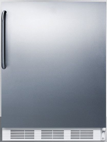 Summit CT661BISSTB Built-in Undercounter Refrigerator-freezer for Residential Use with Cycle Defrost, Stainless Steel Wrapped Door and Professional Towel Bar Handle, White Cabinet, 5.1 cu.ft. Capacity, RHD Right Hand Door, Dual evaporator cooling, Zero degree freezer, Adjustable glass shelves, Crisper drawer, Door shelves (CT-661BISSTB CT 661BISSTB CT661BISS CT661BI CT661)
