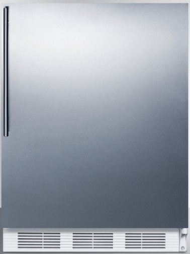 Summit CT661SSHV Freestanding Counter Height Refrigerator-freezer for Residential Use with Cycle Defrost, Stainless Steel Wrapped Door and Professional Thin Handle, White Cabinet, 5.1 cu.ft. Capacity, Reversible door, RHD Right Hand Door, Dual evaporator cooling, Zero degree freezer, Adjustable glass shelves, Door shelves, Crisper drawer (CT-661SSHV CT 661SSHV CT661SS CT661)