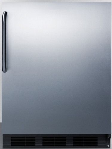 Summit CT663BBISSTB Built-in Undercounter Refrigerator-freezer for Residential Use with Cycle Defrost, Stainless Steel Wrapped Door and Professional Towel Bar Handle, Black Cabinet, 5.1 cu.ft. Capacity, RHD Right Hand Door, Dual evaporator cooling, Zero degree freezer, Adjustable glass shelves, Crisper drawer (CT-663BBISSTB CT 663BBISSTB CT663BBISS CT663BBI CT663B CT663)