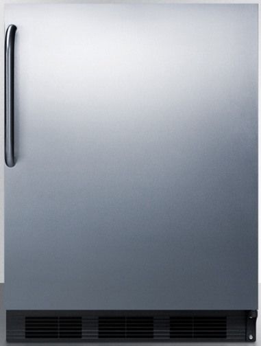 Summit CT663BSSTB Freestanding Counter Height Refrigerator-freezer for Residential Use with Cycle Defrost, Stainless Steel Wrapped Door and Professional Towel Bar Handle, Black Cabinet, 5.1 cu.ft. Capacity, RHD Right Hand Door, Dual evaporator, Zero degree freezer, Adjustable glass shelves, Door storage, Clear crisper, Wine shelf, Interior light (CT-663BSSTB CT 663BSSTB CT663BSS CT663B CT663)