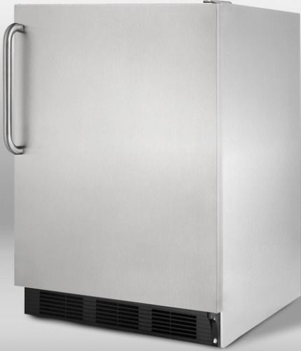 Summit CT66BCSS Built-in Undercounter Refrigerator-freezer with Dual Evaporator and Cycle Defrost, Fully wrapped stainless steel door and cabinet, 5.1 cu.ft. Capacity, Slim 24