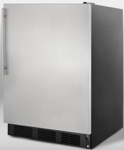 Summit CT66BSSHV Freestanding Refrigerator-freezer with Stainless Steel Door, Thin Handle, Dual Evaporator Cooling and Cycle Defrost, Black Cabinet, 5.1 cu.ft. Capacity, Less than 24