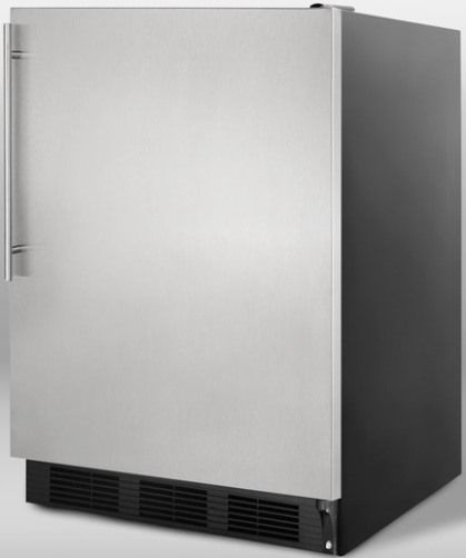 Summit CT66BSSHVADA ADA Compliant Freestanding Refrigerator-Freezer with Cycle Defrost, Stainless Steel Door and Professional Thin Vertical Handle, Black Cabinet, 5.1 cu.ft. Capacity, RHD Right Hand Door Swing, Zero degree freezer, Dual evaporator cooling, Clear crisper drawer, Adjustable thermostat, Interior light (CT-66BSSHVADA CT 66BSSHVADA CT66BSSHV CT66BSS CT66B CT66)