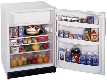 Summit CT66FR 5.3 c.f. Refrigerator Freezer with stainless Steel Frame Door, White, Automatic defrost fresh food section and manual defrost freezer, Interior light, 115 volt, Dimensions 33 1/8